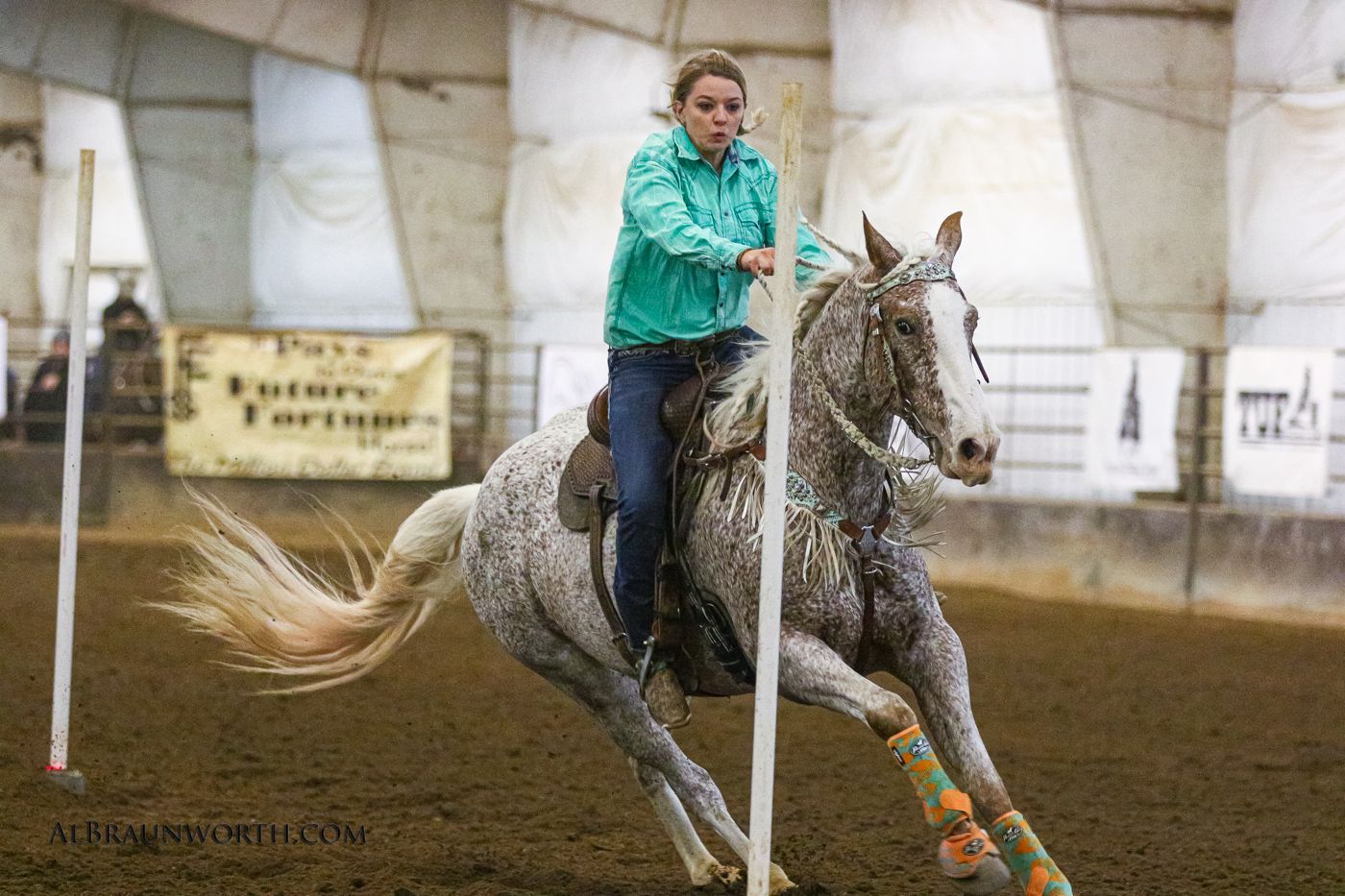 A rider weaving the poles at an MPBA production